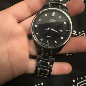 Citizen Black and Silver Dress Watch with Metal Band